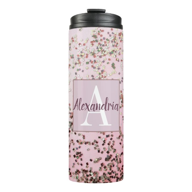 Bouteilles Isothermes Monogramme Champagne Confetti Rose (Devant)