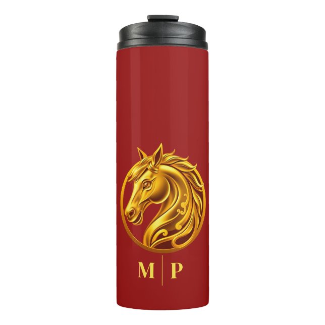 Bouteilles Isothermes Monogramme Cheval Or- (Devant)