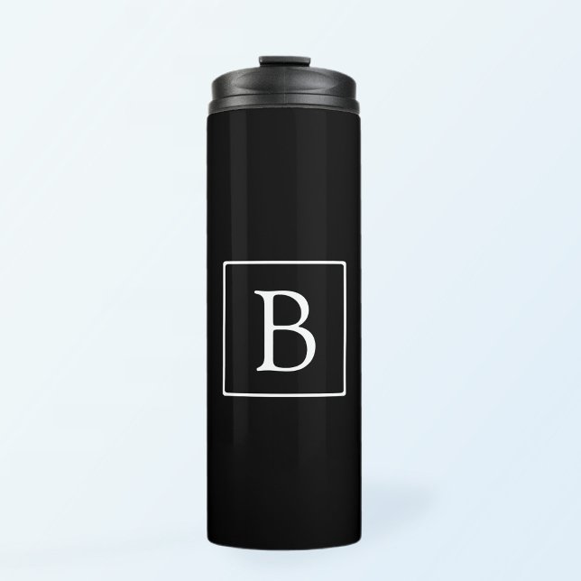 Bouteilles Isothermes Monogramme Classique Simple | Noir avec Texte Blan (Créateur téléchargé)