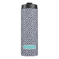 Monogramme clé grecque bleu marine et turquoise