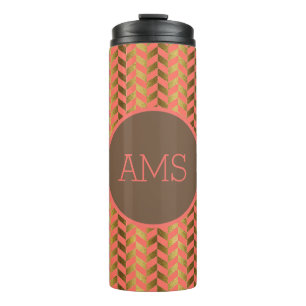 Bouteilles Isothermes Monogramme Corail et Herringbone Or