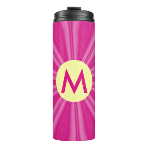 Bouteilles Isothermes Monogramme Coup de soleil jaune cercle rose chaud