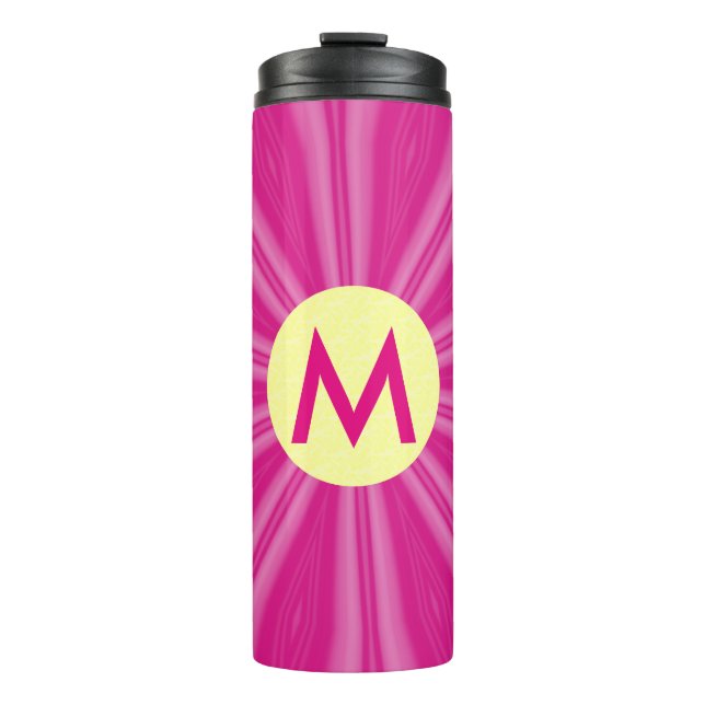 Bouteilles Isothermes Monogramme Coup de soleil jaune cercle rose chaud  (Devant)