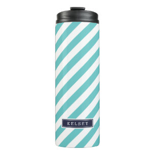 Bouteilles Isothermes Monogramme de bandes Preppy bleu marine et turquoi