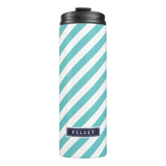 Bouteilles Isothermes Monogramme de bandes Preppy bleu marine et turquoi