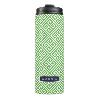 Bouteilles Isothermes Monogramme de clé bleu marine et vert grec