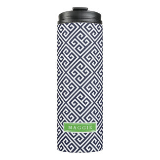Bouteilles Isothermes Monogramme de clé bleu marine et vert grec