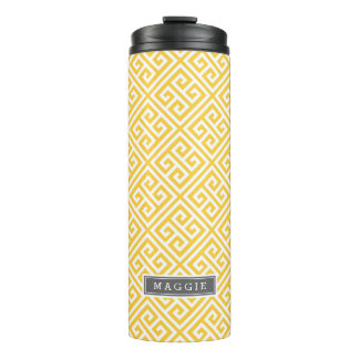 Bouteilles Isothermes Monogramme de clé grecque grise et jaune