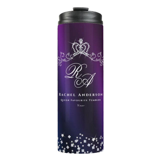 Bouteilles Isothermes Monogramme de couronne brillant bleu pourpre (Devant)