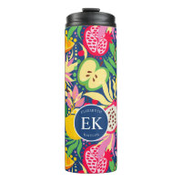 Monogramme de fruits tropicaux motif aquarelle d'é