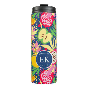 Bouteilles Isothermes Monogramme de fruits tropicaux motif aquarelle d'é