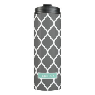 Bouteilles Isothermes Monogramme de fusain et de quatrefoil marocain Aqu