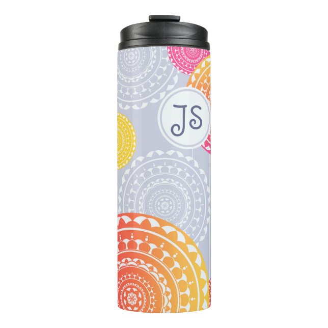 Bouteilles Isothermes Monogramme de mandala aléatoire rose vif (Devant)