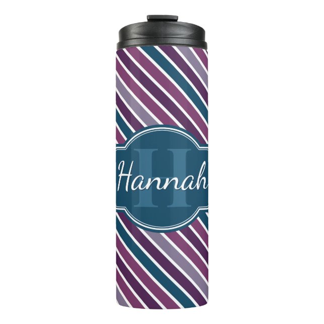 Bouteilles Isothermes Monogramme de Motif Turquoise Gras Violet (Devant)