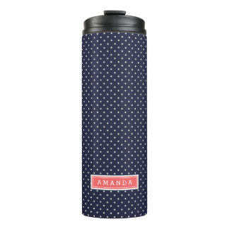 Bouteilles Isothermes Monogramme de points minuscules bleu marine et cor