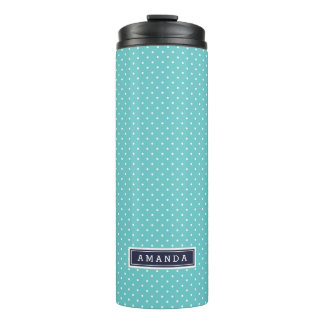Bouteilles Isothermes Monogramme de points minuscules bleu marine et tur