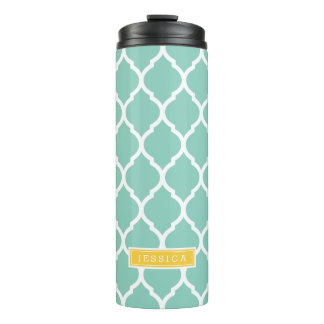 Bouteilles Isothermes Monogramme de Quatrefoil Aqua et Yellow Marocain