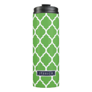 Bouteilles Isothermes Monogramme de Quatrefoil bleu marine et vert maroc