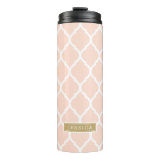 Bouteilles Isothermes Monogramme de Quatrefoil marocain rose et or