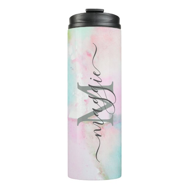 Bouteilles Isothermes Monogramme de script de nom personnalisé (Devant)