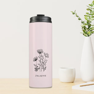 Bouteilles Isothermes monogramme de tirage à la main fleur sauvage