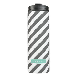 Bouteilles Isothermes Monogramme des rayures de charbon et d'aqua Preppy