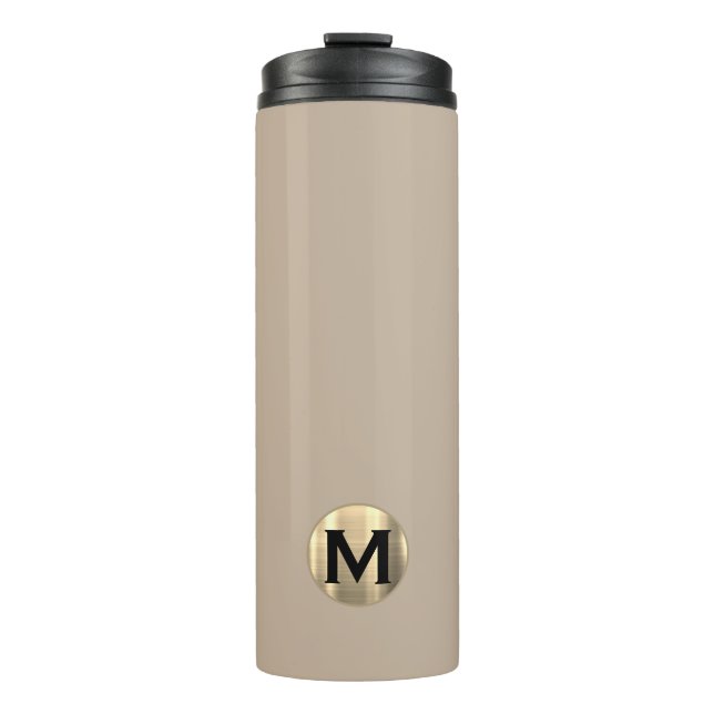 Bouteilles Isothermes Monogramme d'or beige moderne Tumbler thermique (Devant)