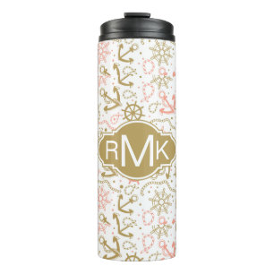 Bouteilles Isothermes Monogramme d'or du motif d'Ancre
