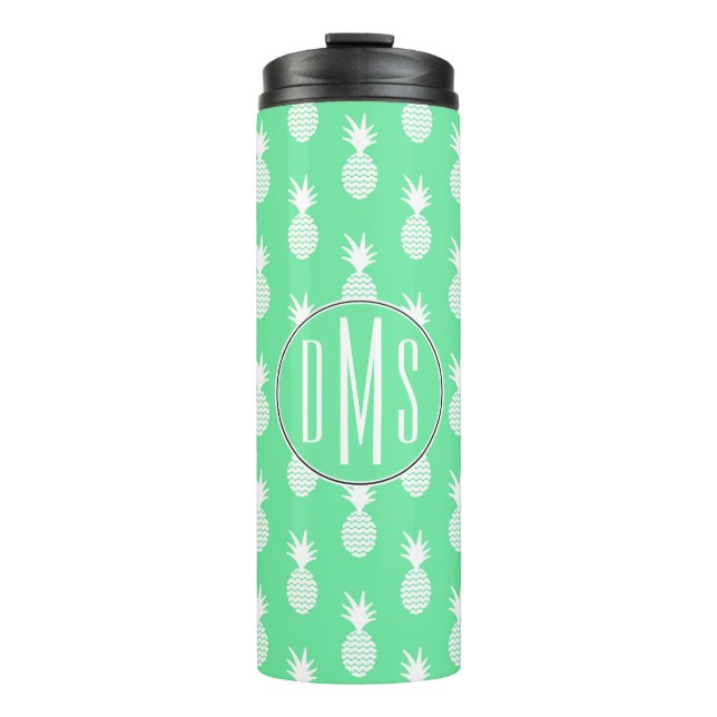 Bouteilles Isothermes Monogramme du motif | de menthe d'ananas (Devant)
