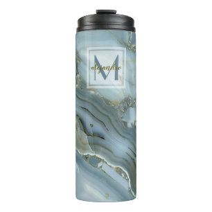 Bouteilles Isothermes Monogramme en pierre naturel de marbre bleu