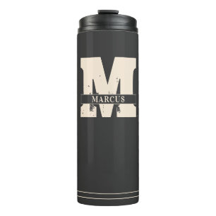 Bouteilles Isothermes Monogramme et nom Homme Moderne Gris foncé