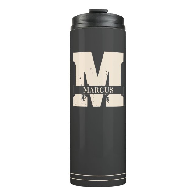 Bouteilles Isothermes Monogramme et nom Homme Moderne Gris foncé (Devant)
