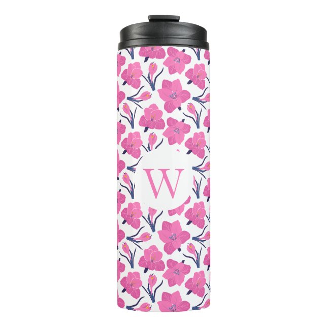 Bouteilles Isothermes Monogramme floral avec initial - Cadeau personnali (Devant)