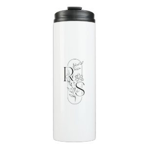 Bouteilles Isothermes Monogramme floral élégant RS avec Freesia