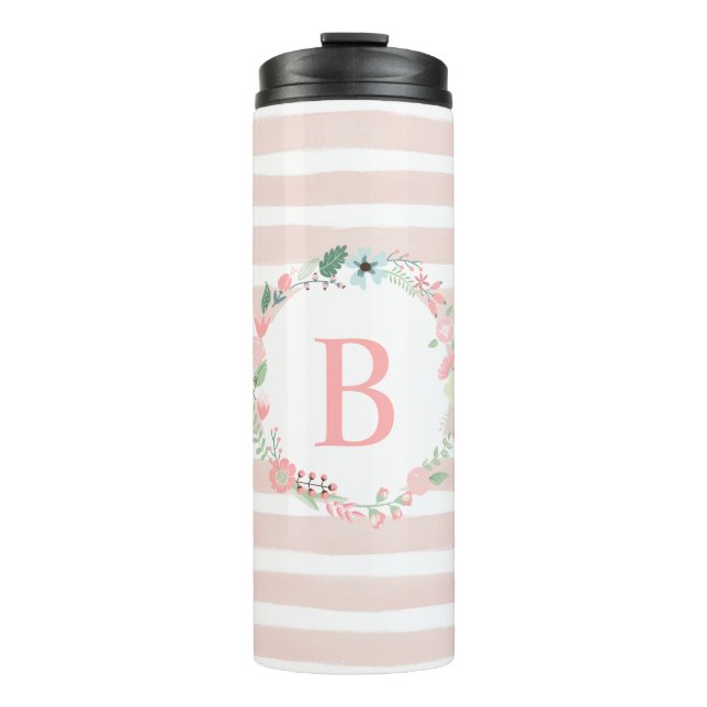 Bouteilles Isothermes Monogramme floral rose (Devant)