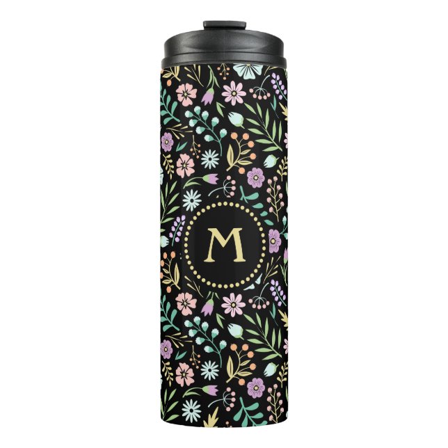 Bouteilles Isothermes Monogramme Floral Whimsical Boho Thermal Tumbler (Devant)