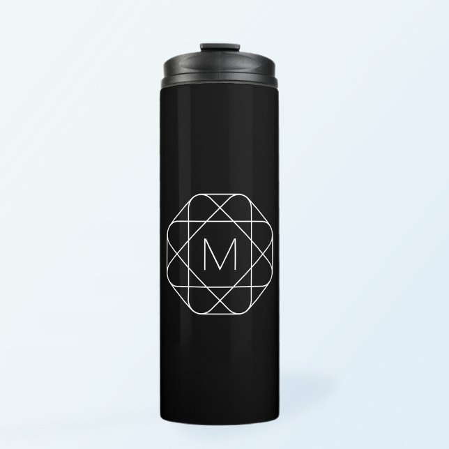 Bouteilles Isothermes Monogramme géométrique noir et blanc (Créateur téléchargé)