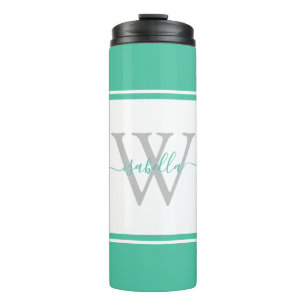 Bouteilles Isothermes Monogrammé Girly Moderne Design Script Mint