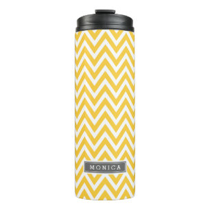 Bouteilles Isothermes Monogramme gris et jaune de Chevron