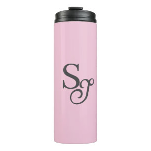Bouteilles Isothermes Monogramme initial de script gris rose