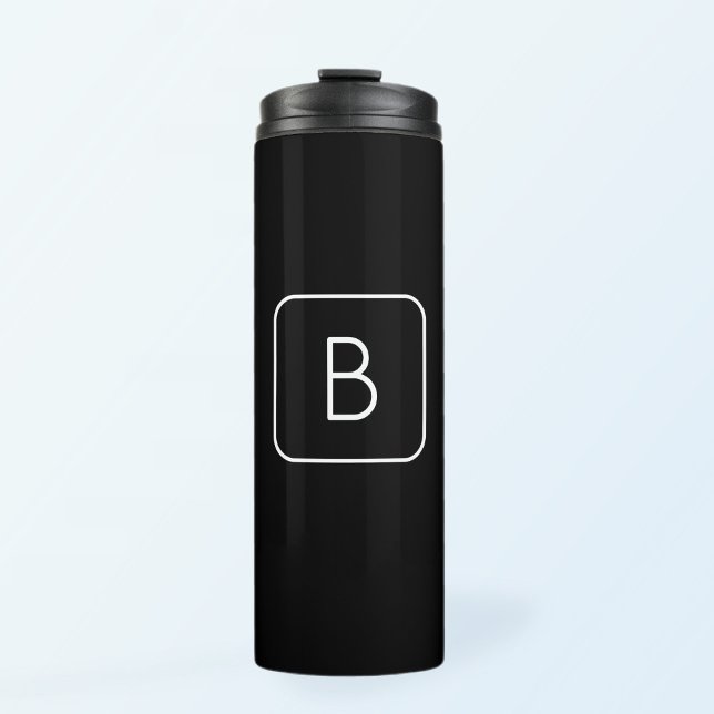 Bouteilles Isothermes Monogramme Initial De Style Moderne | Blanc & Noir (Créateur téléchargé)