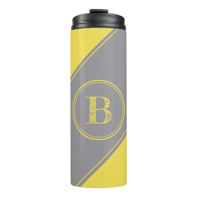 Bouteilles Isothermes Monogramme initial Gray Gray Gray Jaune géométriqu (Devant)