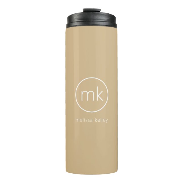 Bouteilles Isothermes Monogramme Initial Minimal Neutre Beige & Blanc (Devant)