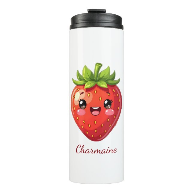 Bouteilles Isothermes Monogramme jolie fraise kawaii (Devant)