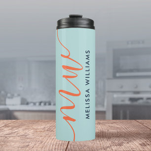Bouteilles Isothermes Monogramme minimaliste bleu poudre Nom et initiale