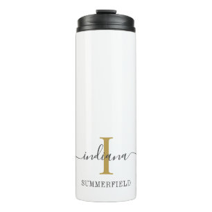 Bouteilles Isothermes Monogramme minimaliste de nom de style or gris
