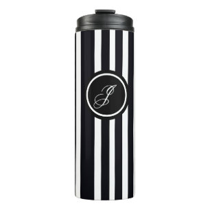 Bouteilles Isothermes Monogramme moderne Art original noir et blanc rayé