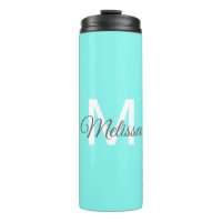 monogramme moderne chic minimaliste turquoise aqua