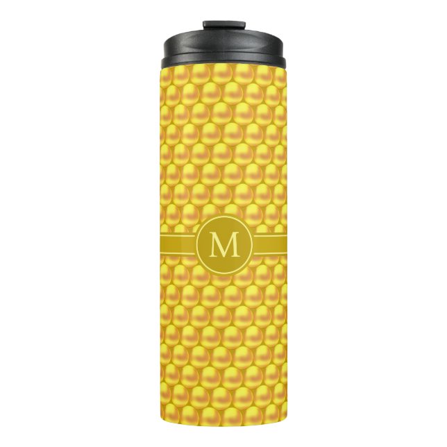 Bouteilles Isothermes Monogramme & moderne Elegant Gold Dots & Texte (Devant)