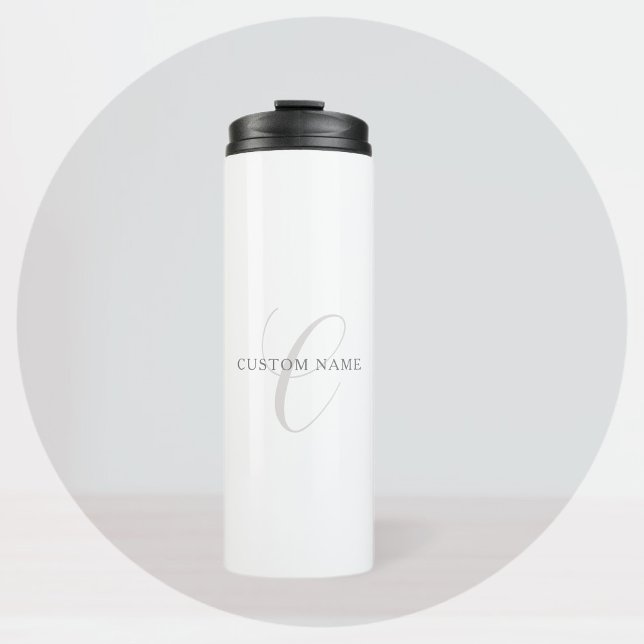 Bouteilles Isothermes Monogramme Moderne Élégant | Gris & Blanc (modifia (Créateur téléchargé)